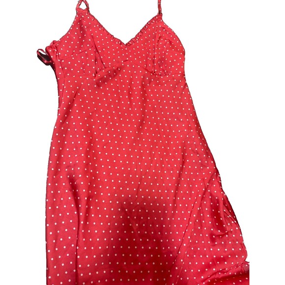Japna Slip Dress Sz M Babydoll Red Pink Polka Dot Valentines Coquette 90s Style - Picture 11 of 14